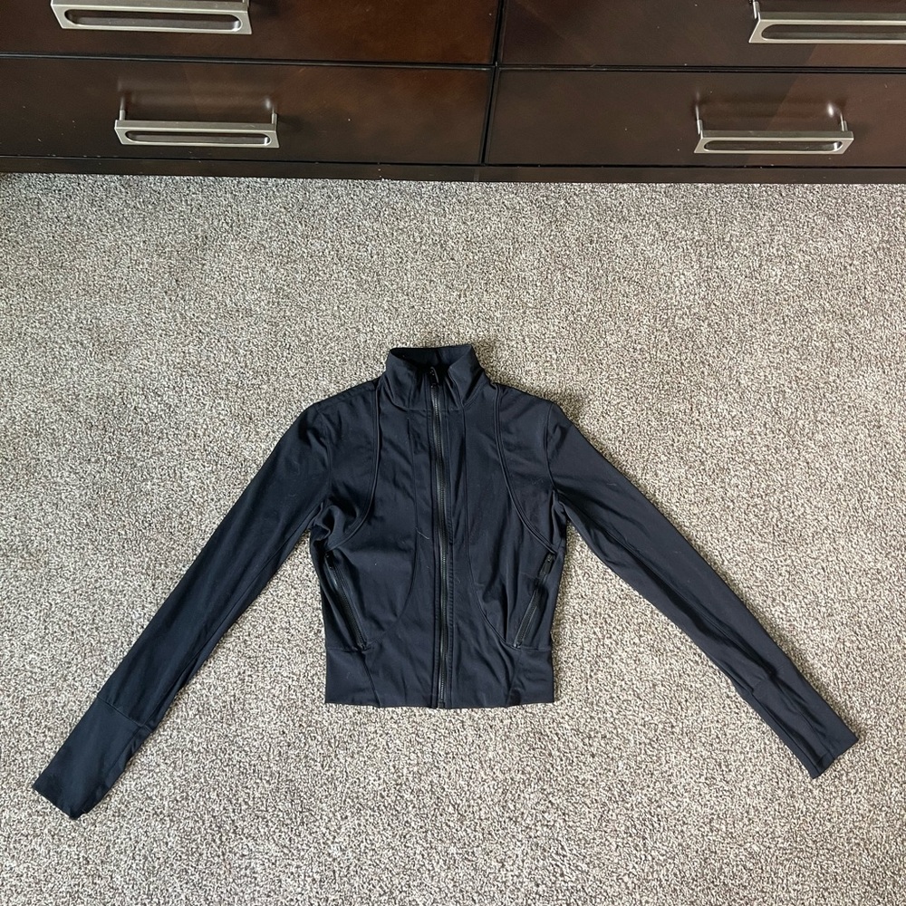 Black Cropped Zip-Up Jacket